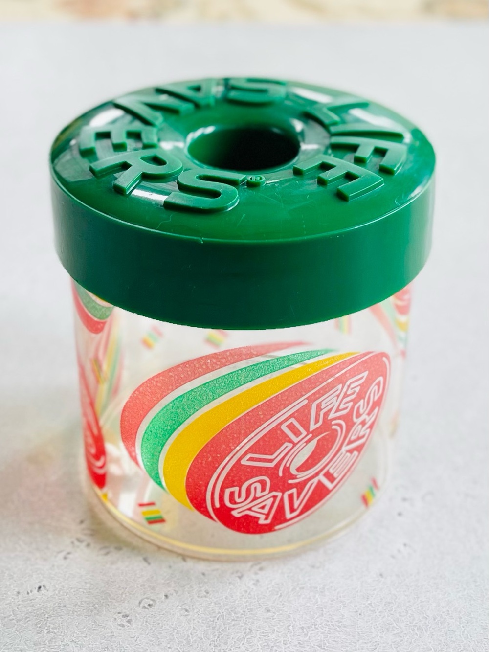 Vintage Plastic Life Savers Candy Container Jar with Lid Lifesavers